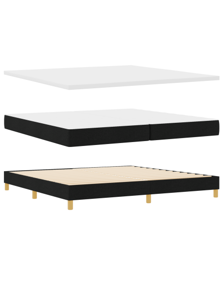 Letto Box Spring con Materasso Nero 200x200 cm Tessuto