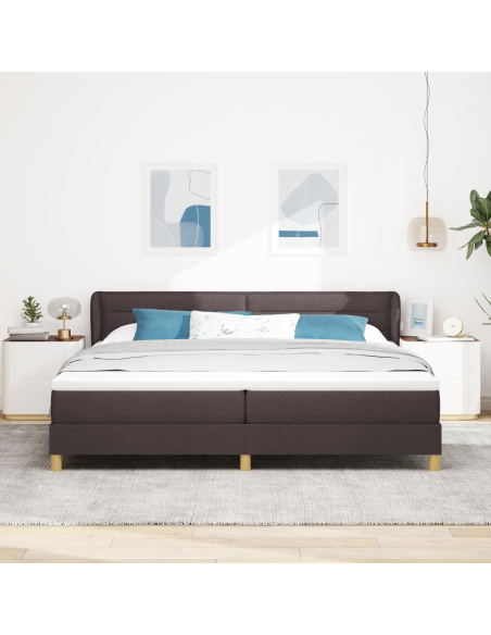 Letto con Materasso - Marrone Scuro - 200x200 cm - Tessuto