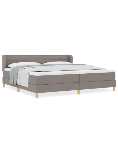 Letto con Rete e Materasso - Tortora 200x200 cm Tessuto