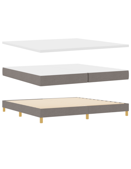 Letto con Rete e Materasso - Tortora 200x200 cm Tessuto