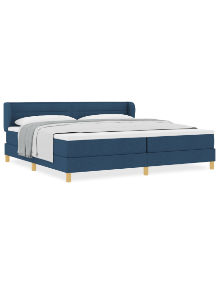 Letto con Box Spring e Materasso Blu 200x200 cm Tessuto
