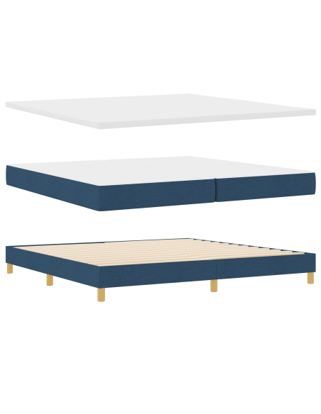 Letto con Box Spring e Materasso Blu 200x200 cm Tessuto