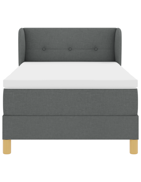 Letto Box Spring  con Materasso Grigio Scuro 80x200 cm in Tessuto