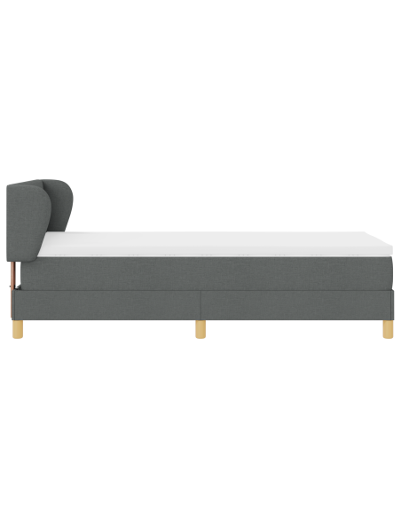 Letto Box Spring  con Materasso Grigio Scuro 80x200 cm in Tessuto