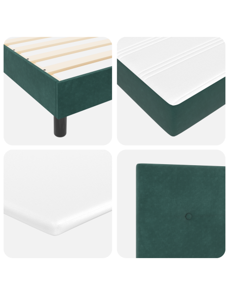 Letto Box Spring con Materasso Verde Scuro 200x200 cm Velluto