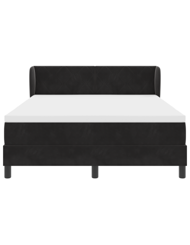Letto a molle con materasso Nero 140 x 190 cm Velluto