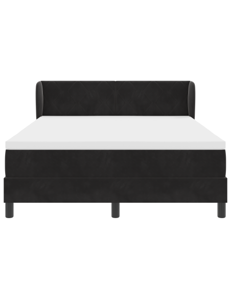 Letto a Molle con Materasso Nero 140x190 cm in Velluto