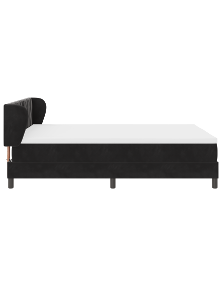 Letto a Molle con Materasso Nero 140x190 cm in Velluto