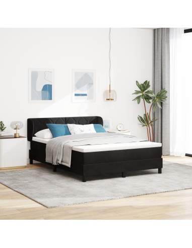 Letto a molle con materasso Nero 140 x 190 cm Velluto