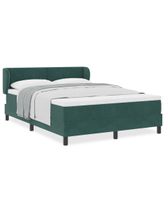 Letto a molle con materasso Verde scuro 140 x 190 cm Velluto 2