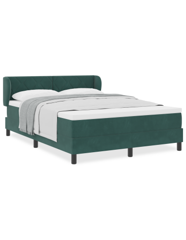 Letto a molle con materasso Verde scuro 140 x 190 cm Velluto