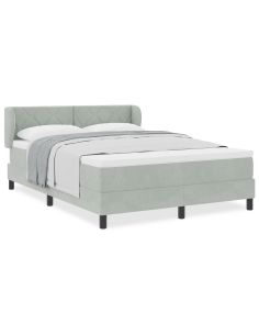 Letto a molle con materasso Grigio chiaro 140 x 200 cm Velluto 2