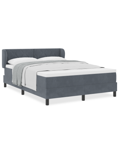 Letto a molle con materasso Grigio scuro 140 x 200 cm Velluto