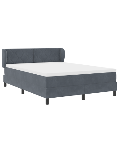 Letto a molle con materasso Grigio scuro 140 x 200 cm Velluto