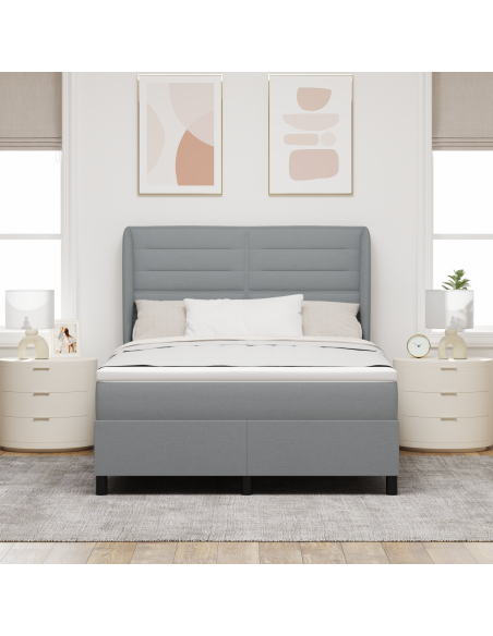 Letto Contenitore con Materasso Grigio Chiaro 140x200 cm Tessuto