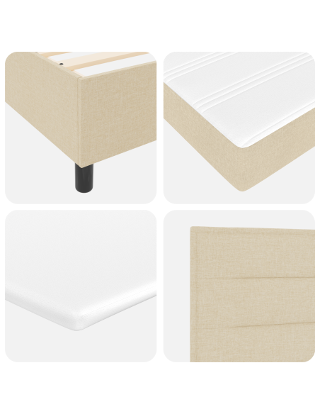letto a molle con materasso crema 140x200 cm in tessuto