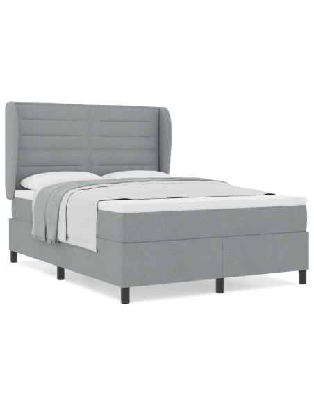 Letto Box Spring  con Materasso Grigio Chiaro 160x200 cm Tessuto