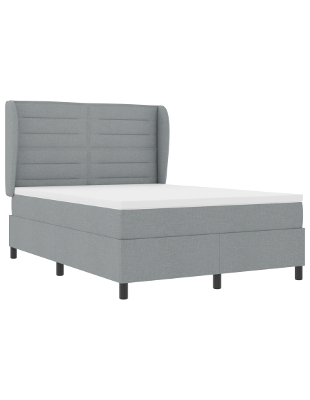 Letto Box Spring  con Materasso Grigio Chiaro 160x200 cm Tessuto