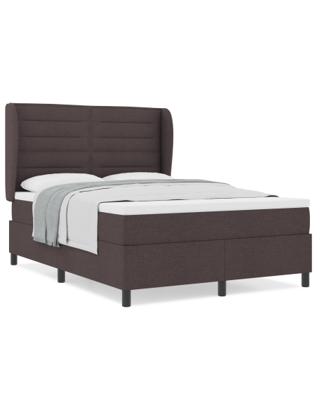 Letto Box Spring con Materasso Marrone Scuro 160x200 cm Tessuto