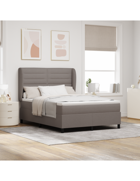 Letto a box spring con materasso tortora 160x200 cm in tessuto