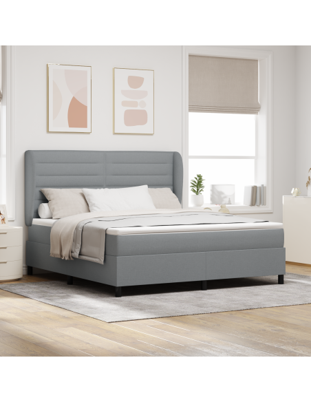 Letto con Box Spring e Materasso  Grigio Chiaro 180x200 cm Tessuto