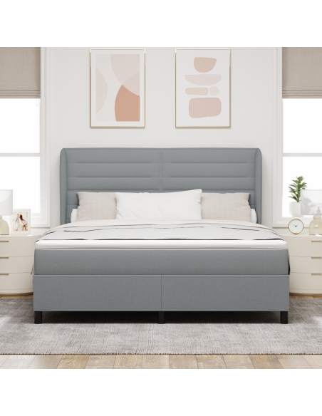 Letto con Box Spring e Materasso  Grigio Chiaro 180x200 cm Tessuto