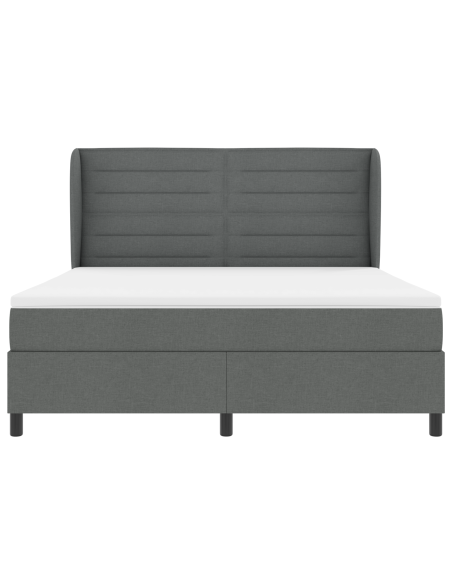 Letto a molle con materasso Grigio scuro 180 x 200 cm Tessuto