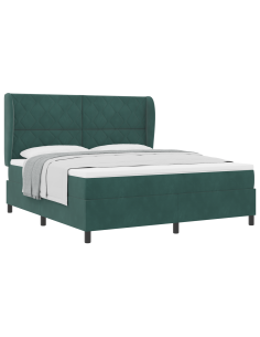 Letto a molle con materasso Verde Scuro 200 x 180 cm Poliestere