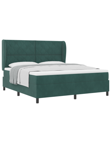 Letto a molle con materasso Verde Scuro 200 x 180 cm Poliestere