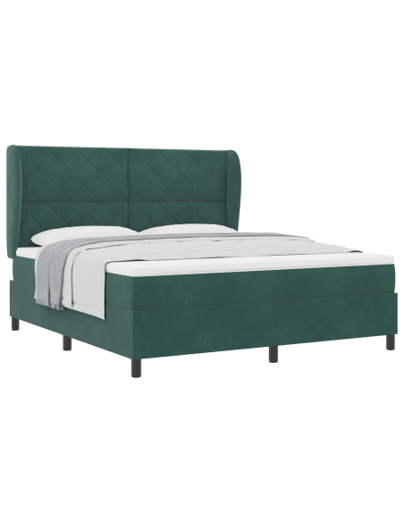 Letto a molle con materasso Verde Scuro 200 x 180 cm Poliestere