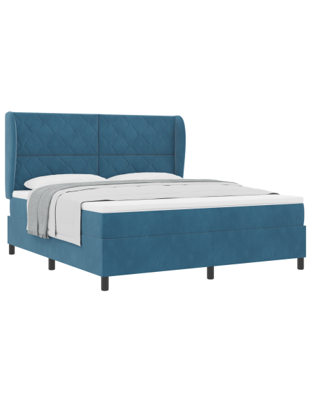 Letto a Box Spring con Materasso blu scuro 180x200 cm in Velluto