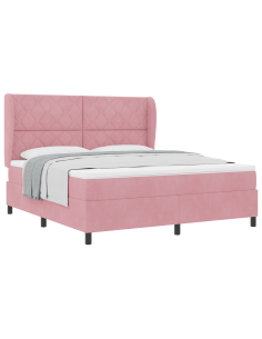 Letto a molle con materasso Rosa 200 x 180 cm Poliestere