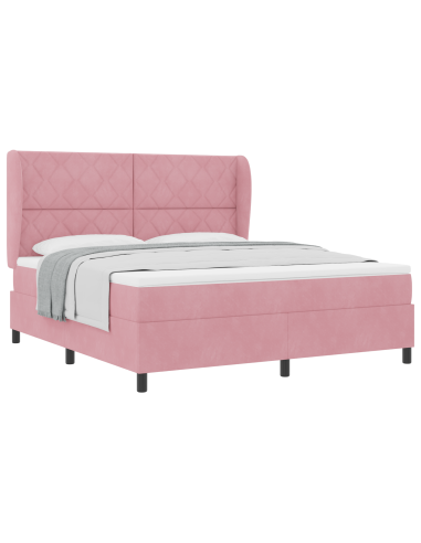 Letto a molle con materasso Rosa 200 x 180 cm Poliestere