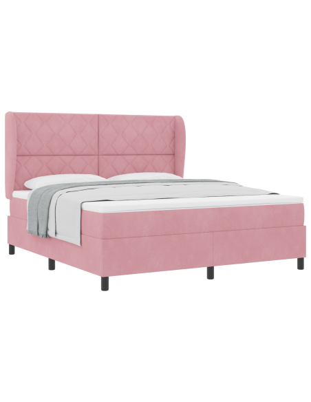Letto a molle con materasso Rosa 200 x 180 cm Poliestere