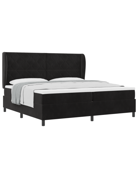 Letto a Box Spring  con Materasso Nero 200x200 cm in Velluto