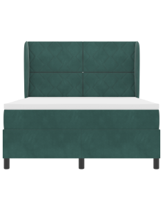 Letto a molle con materasso Verde Scuro 190 x 140 cm Poliestere 2