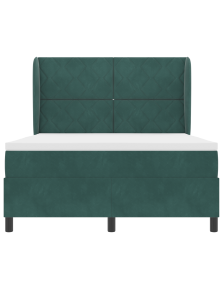 Letto a Box Spring con Materasso in Verde Scuro, 140x190 cm, Velluto
