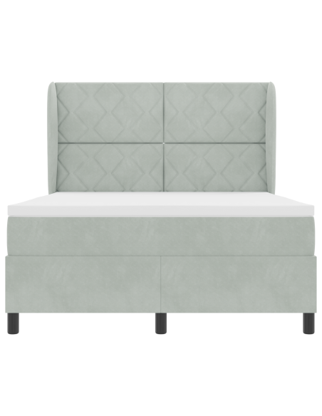 Letto a Molle con Materasso  Grigio Chiaro 140x200 cm Velluto