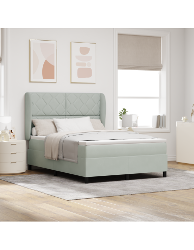 Letto a molle Grigio chiaro 200 x 140 cm Poliestere