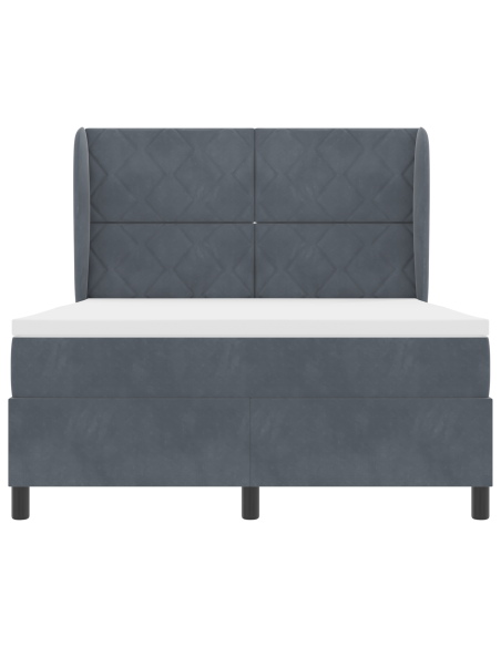 Letto con Box Spring e Materasso  Grigio Scuro 140x200 cm Velluto