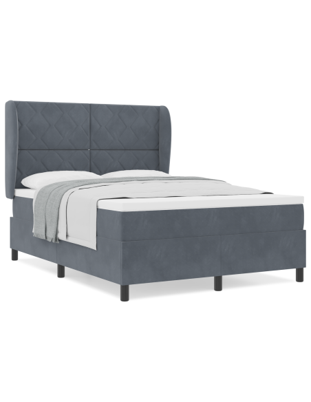 Letto a Cassette  con materasso Grigio Scuro 160x200 cm in Velluto