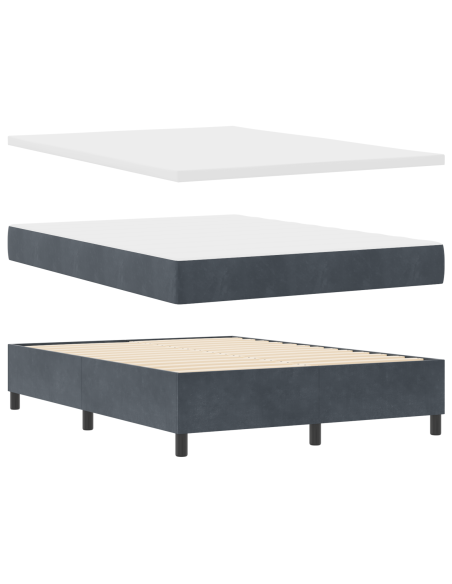 Letto a Cassette  con materasso Grigio Scuro 160x200 cm in Velluto