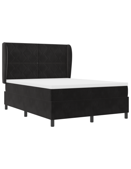 Letto Box Spring con Materasso nero 160x200 cm in Velluto