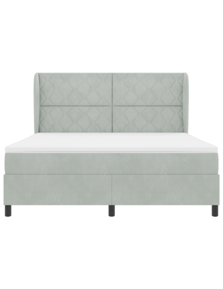 Letto Box Spring con Materasso Grigio Chiaro 180x200 cm in Velluto