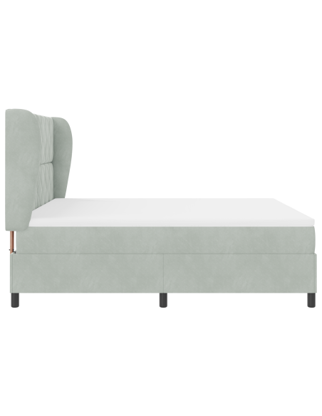 Letto Box Spring con Materasso Grigio Chiaro 180x200 cm in Velluto