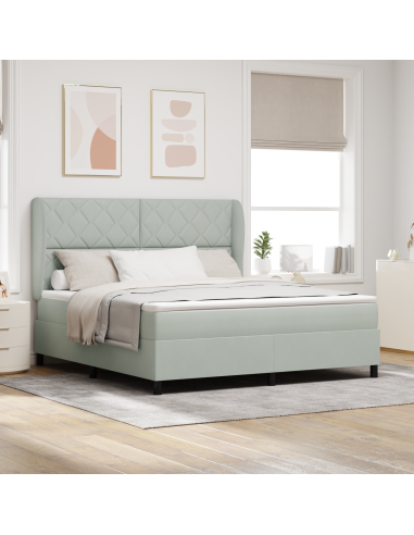 Letto a molle Grigio chiaro 200 x 180 cm Poliestere