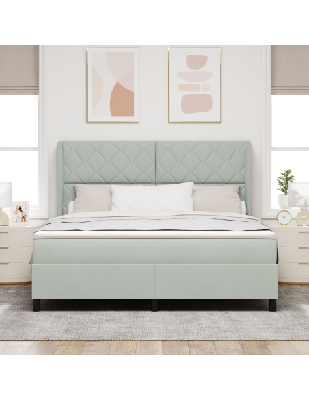 Letto Box Spring con Materasso Grigio Chiaro 180x200 cm in Velluto