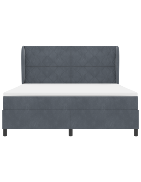 Letto Box Spring con Materasso Grigio Scuro 180x200 cm Velluto