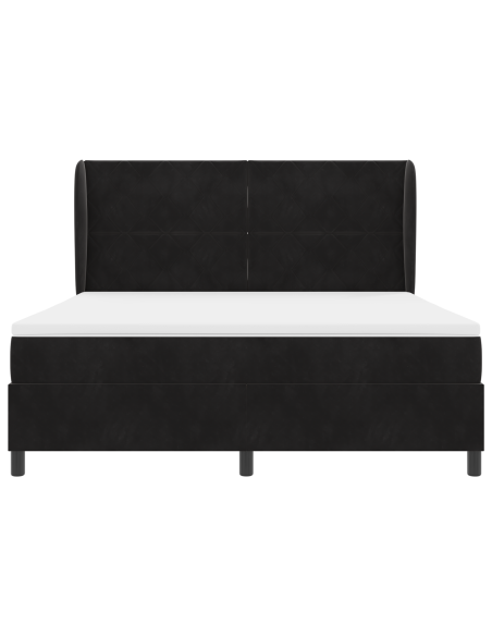 Letto Box Spring con Materasso Nero 180x200 cm Velluto