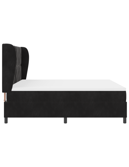Letto Box Spring con Materasso Nero 180x200 cm Velluto